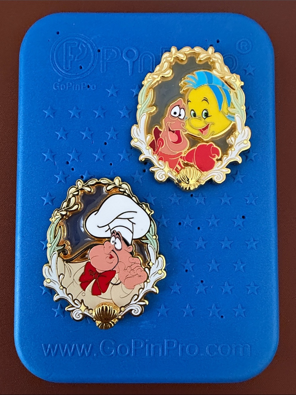 Loungefly Little Mermaid Portrait pins - Flounder & Sebastián, and Chef Louis